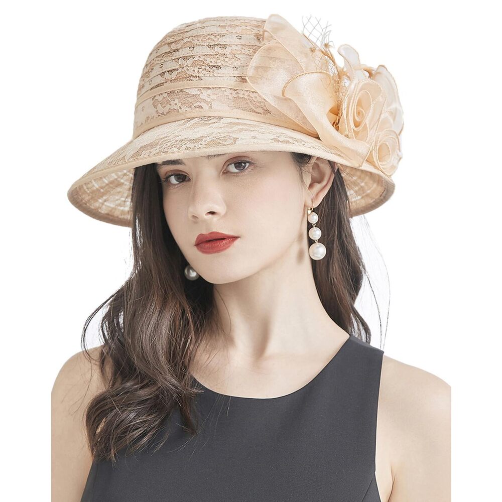 1899 Women's Organza Cloche Bowler Hat Church Fascinator For Tea Party